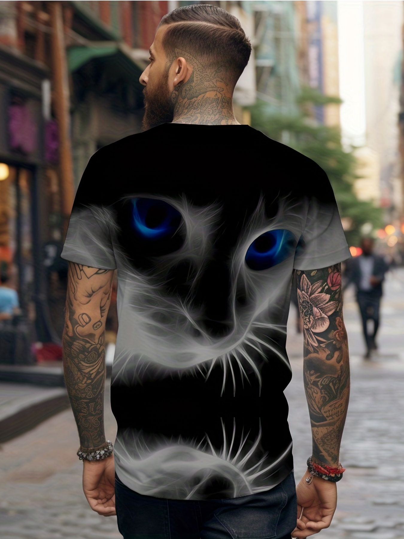 3d Motif Chat Imprimer T shirt Novel Graphique Homme Col Temu