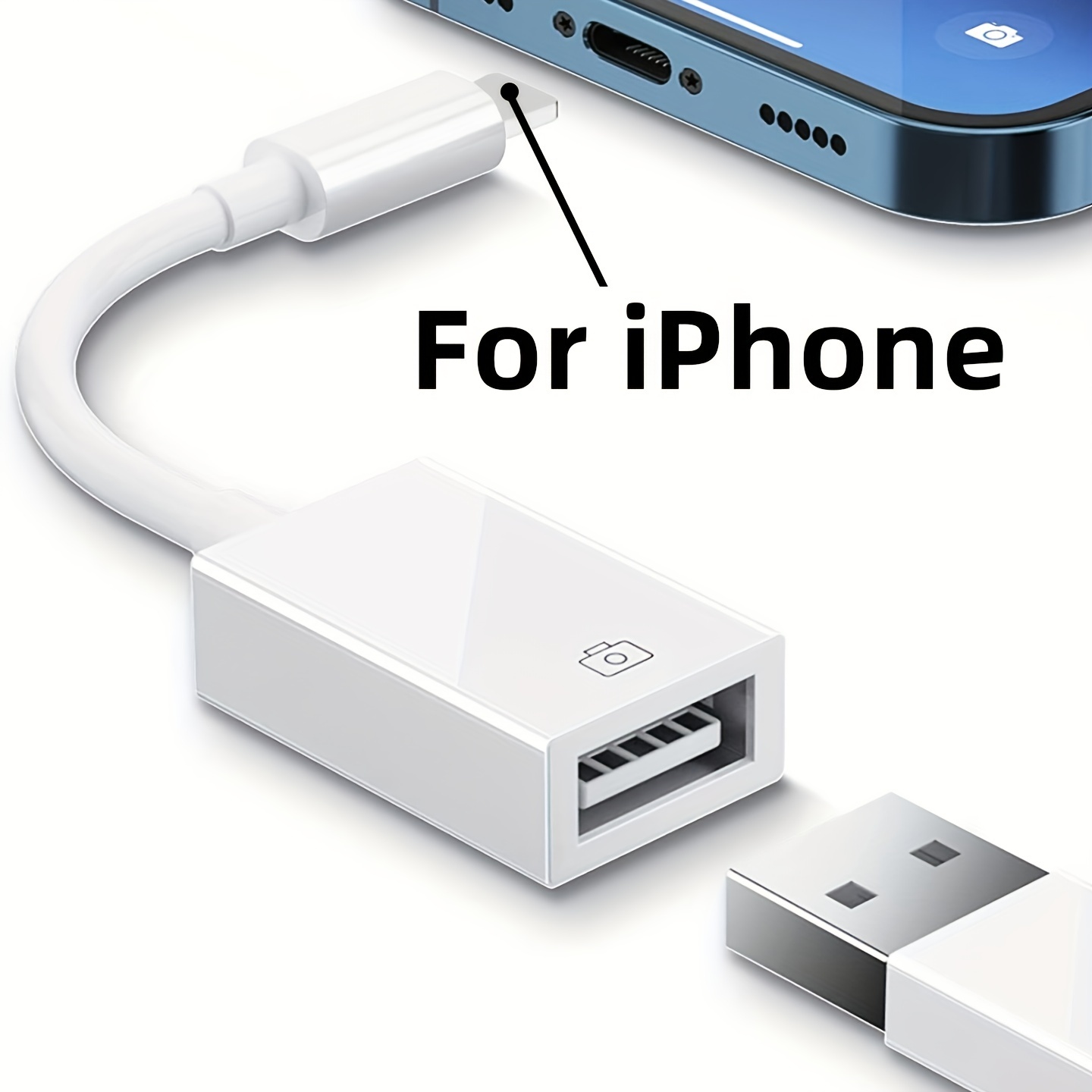 Adaptateur Appareil Photo Lightning vers USB 3.0 Compatible - Blanc