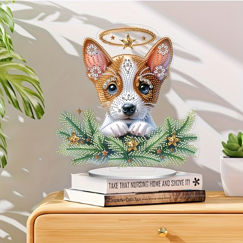 

1pc Ornament Handmade Gift Box In The Grass Jungle Puppy Pattern Dot Diamond Art Painting Kit Desktop Bedroom Study Decoration