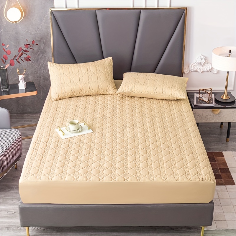 Solid Color Fitted Sheet Set Dustproof Non slip Mattress - Temu