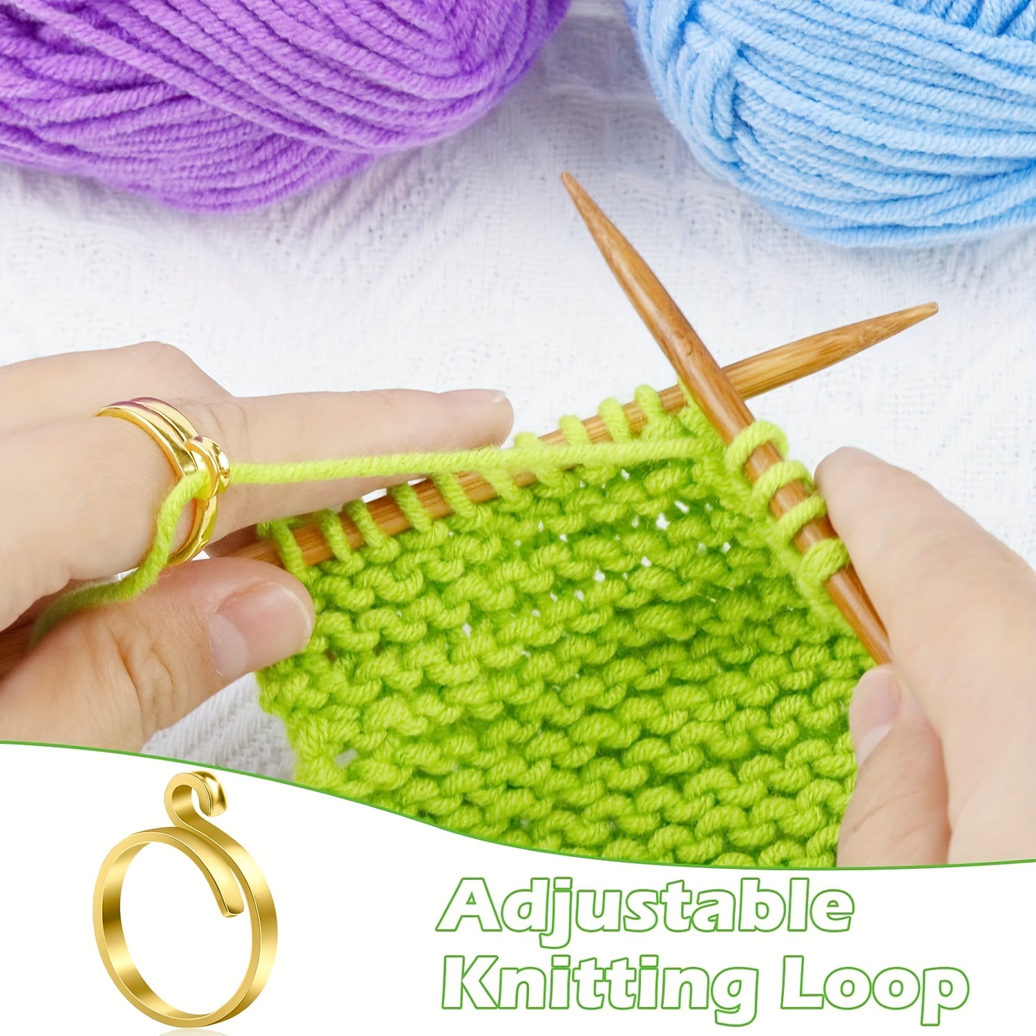 Adjustable Knitting Loop Crochet Ring Open Finger Ring Yarn - Temu Germany