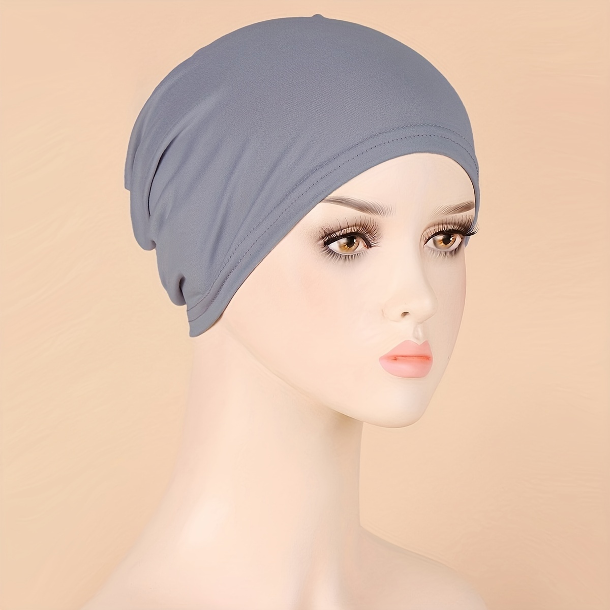 Solid Color Hijab Undercap with Ear Hole Casual Head Wraps Lightweight Elastic Skull Inner Hijab Hat Ramadan Headscarf Beanies for Women,Temu