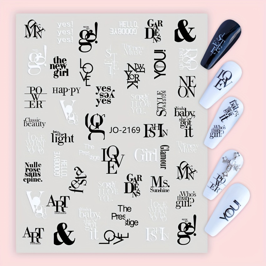 2pcs Letter Nail Stickers, Gold Silver 3D Numbers English Alphabet Nail Art  Decals Self-Adhesive Sliders DIY Nail Art Decoration Tips