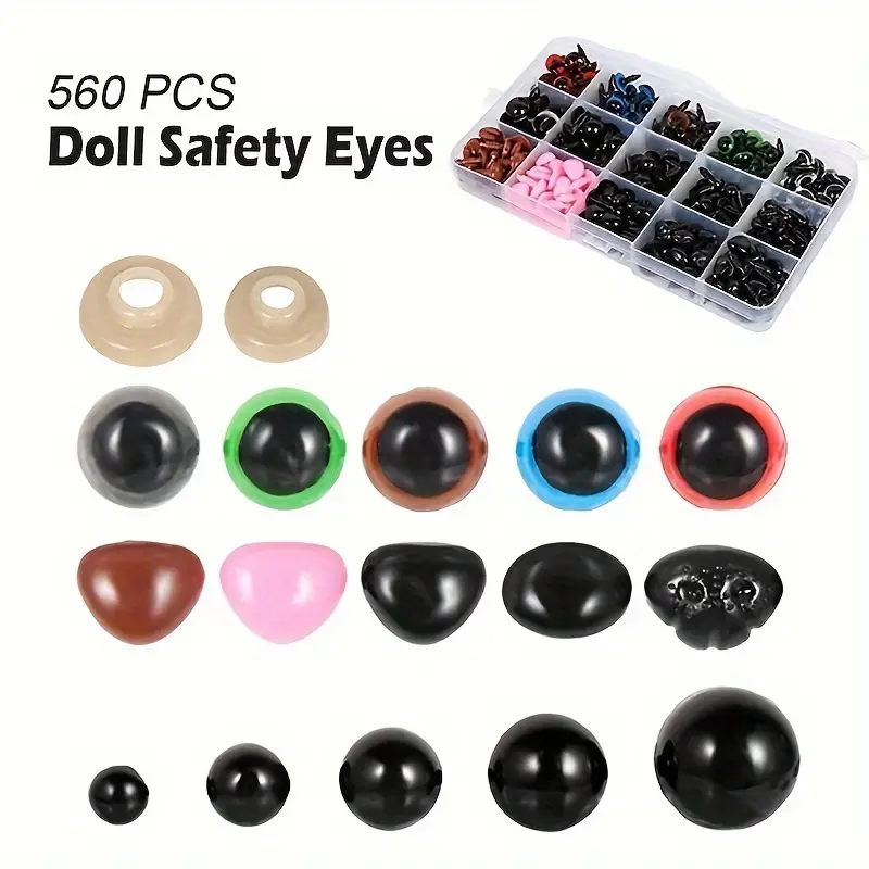 Safety Eyes Round Black Plastic Doll Eyes To Flatback - Temu