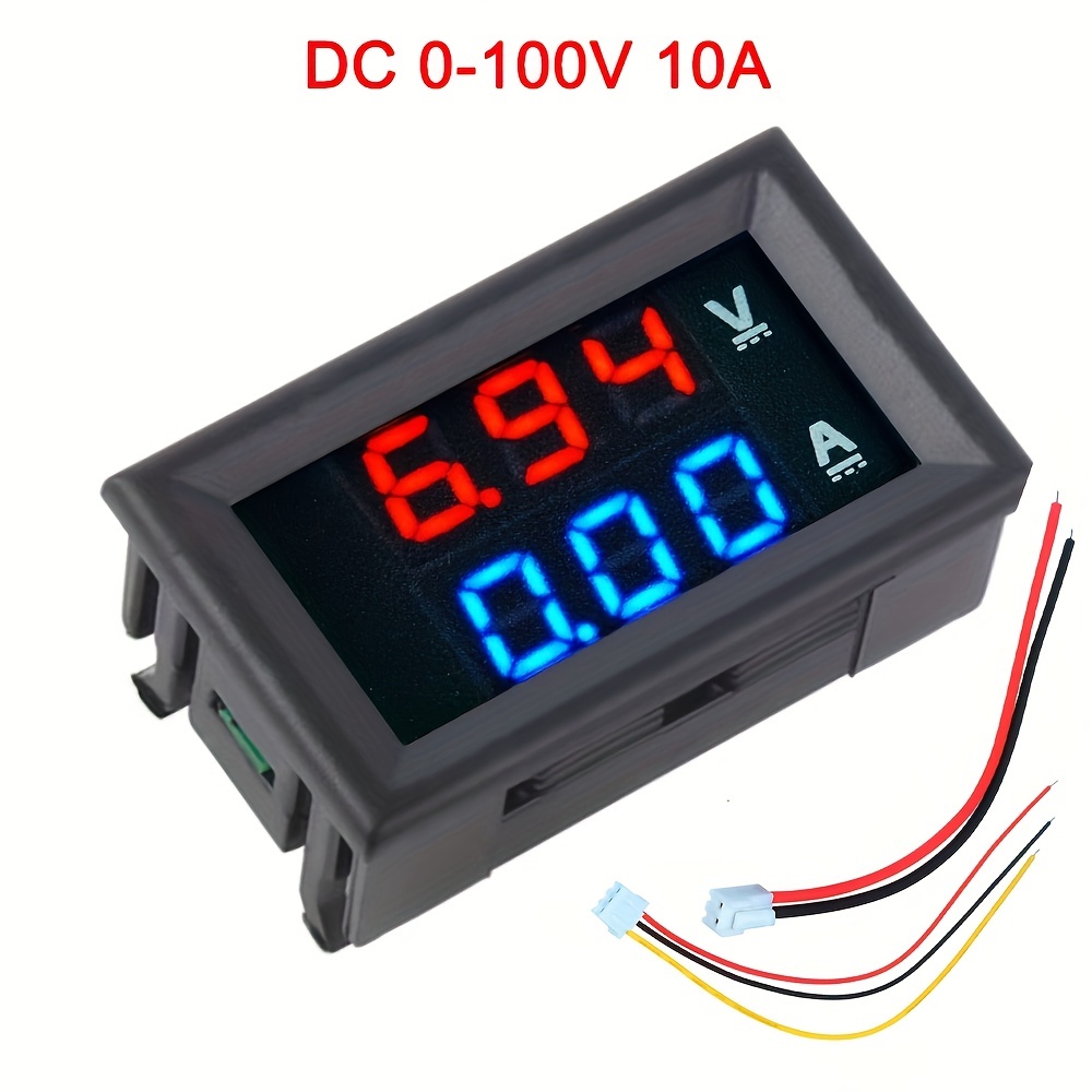 10 pièces nMini voltmètre numérique ampèremètre DC 100V 10A voltmètre  testeur de courant bleu + rouge