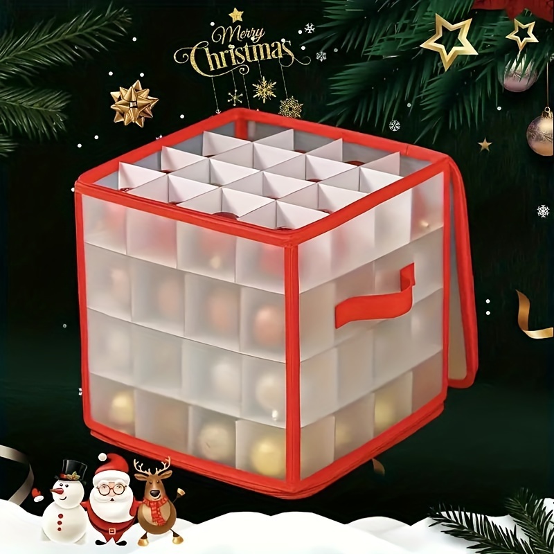 Lot of 2 - Plastic Christmas Ornament Storage Box with 2-Sided Dual-Zipper  Closure - Keeps 64 Holiday Ornaments Xmas Decorations Accessories 3 Cube  Compartmen - Dutch Goat