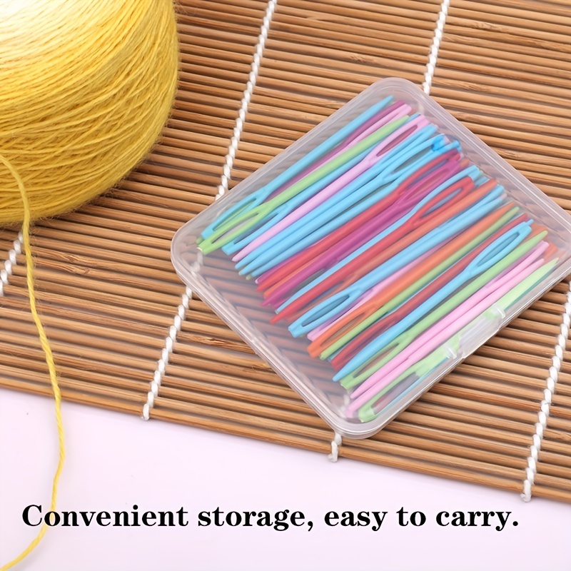 50Pcs Large-Eye Plastic Sewing Needles Colorful Safety Lacing Needles Yarn  Sewing Learning Needles for DIY