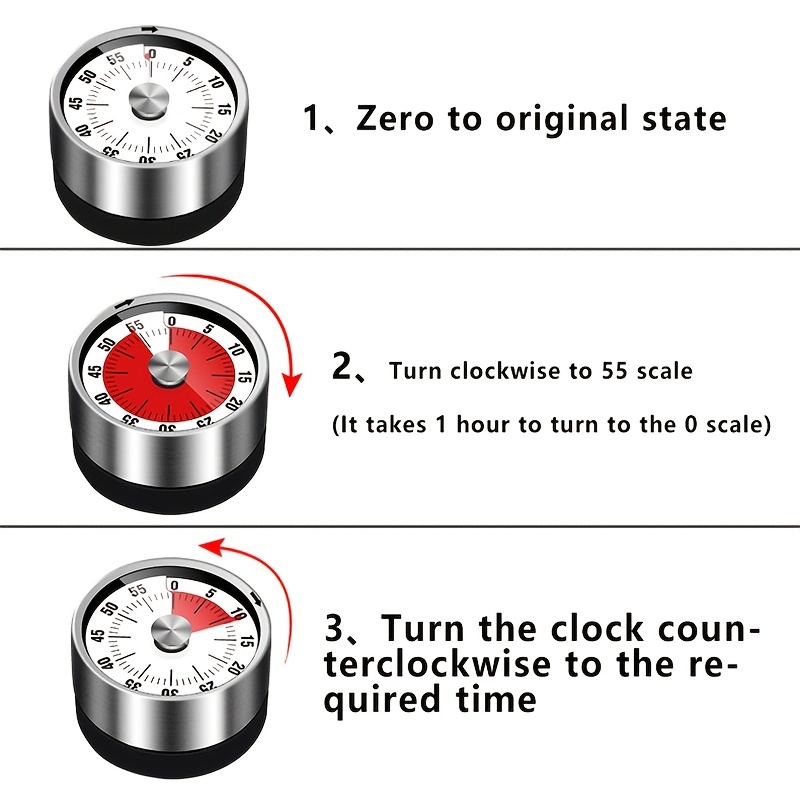 1pc Stainless Steel Timer Kitchen With Magnet Mechanical Egg Timer Home  Commercial Baking Countdown Reminder
