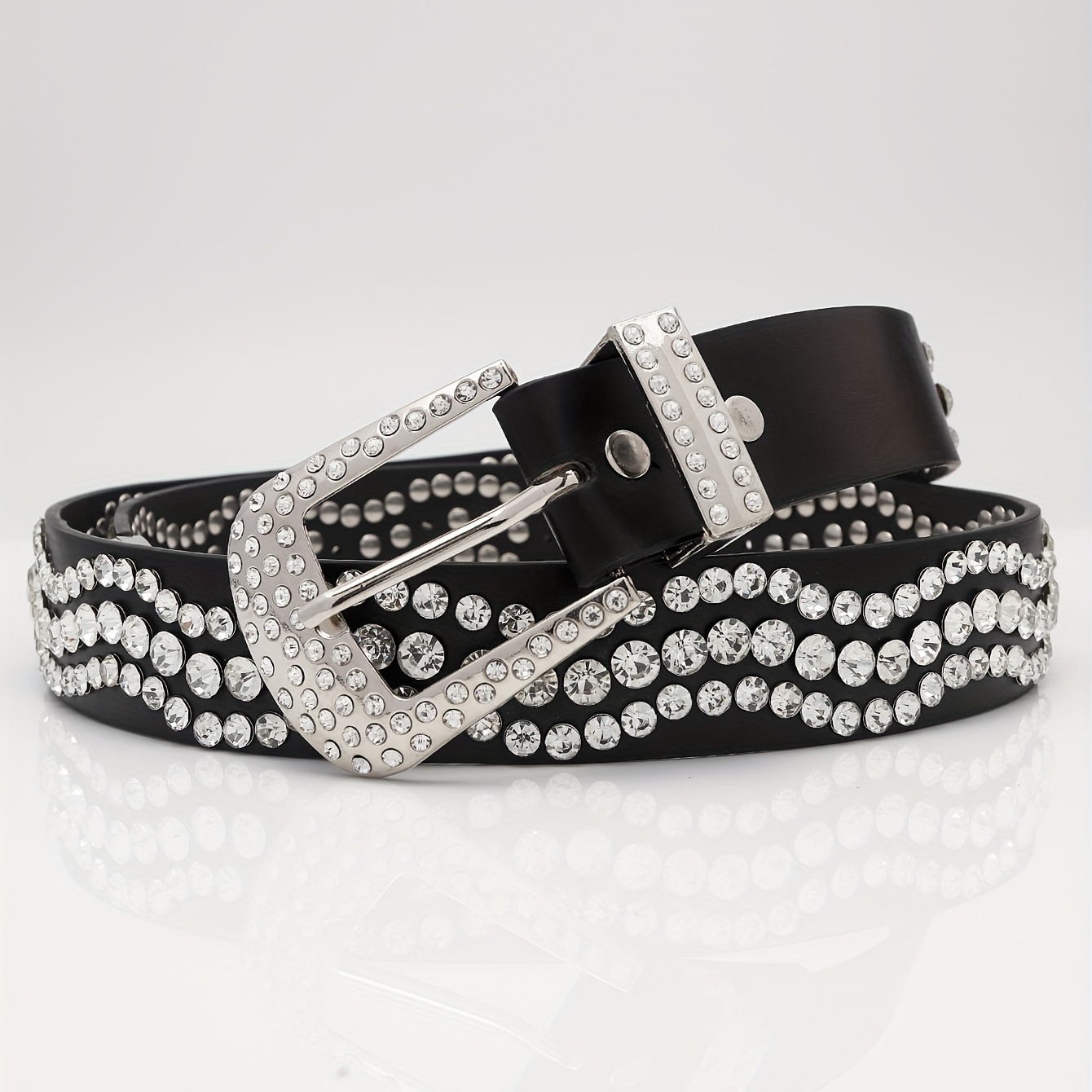 Men's Belt With Pearl Fish Pattern, Genuine Leather, Inlaid Artificial Diamond  Buckle And Unique Pattern And Texture Belt, No Interlayer, Width - Temu