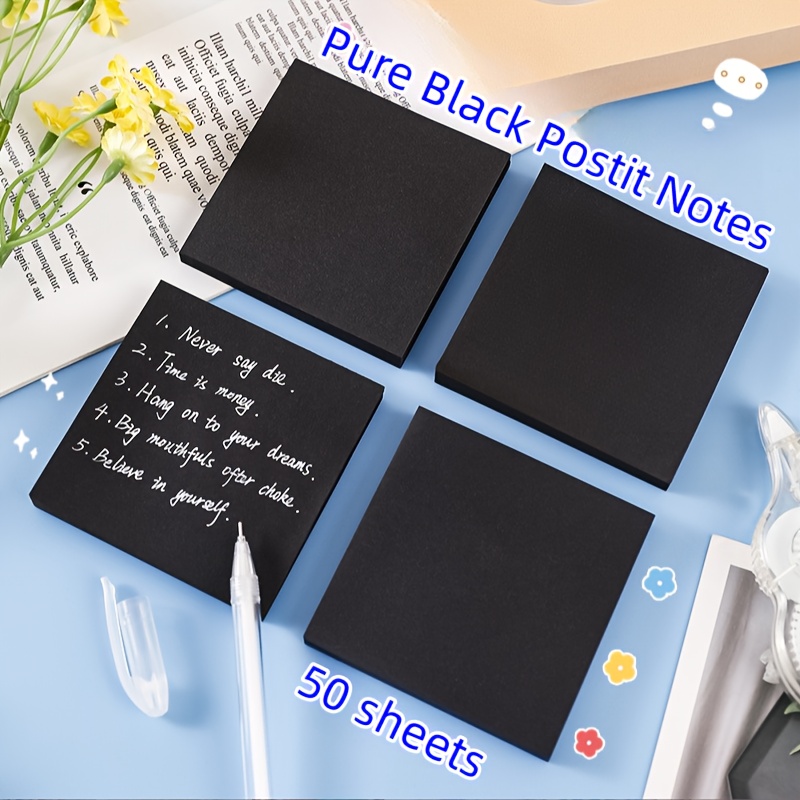 Creative Pure Black Sticky Notes 100 Pages Students Can Tear - Temu