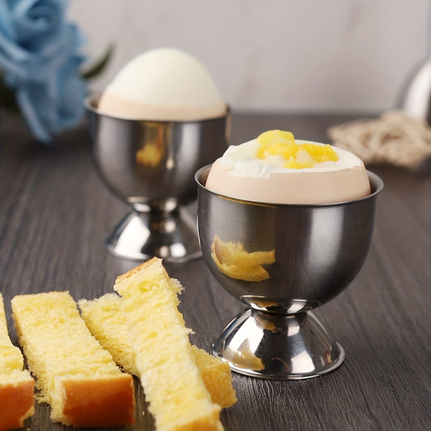 4pc White Egg Cup Holder Hard Soft Boiled Eggs Holders Cups