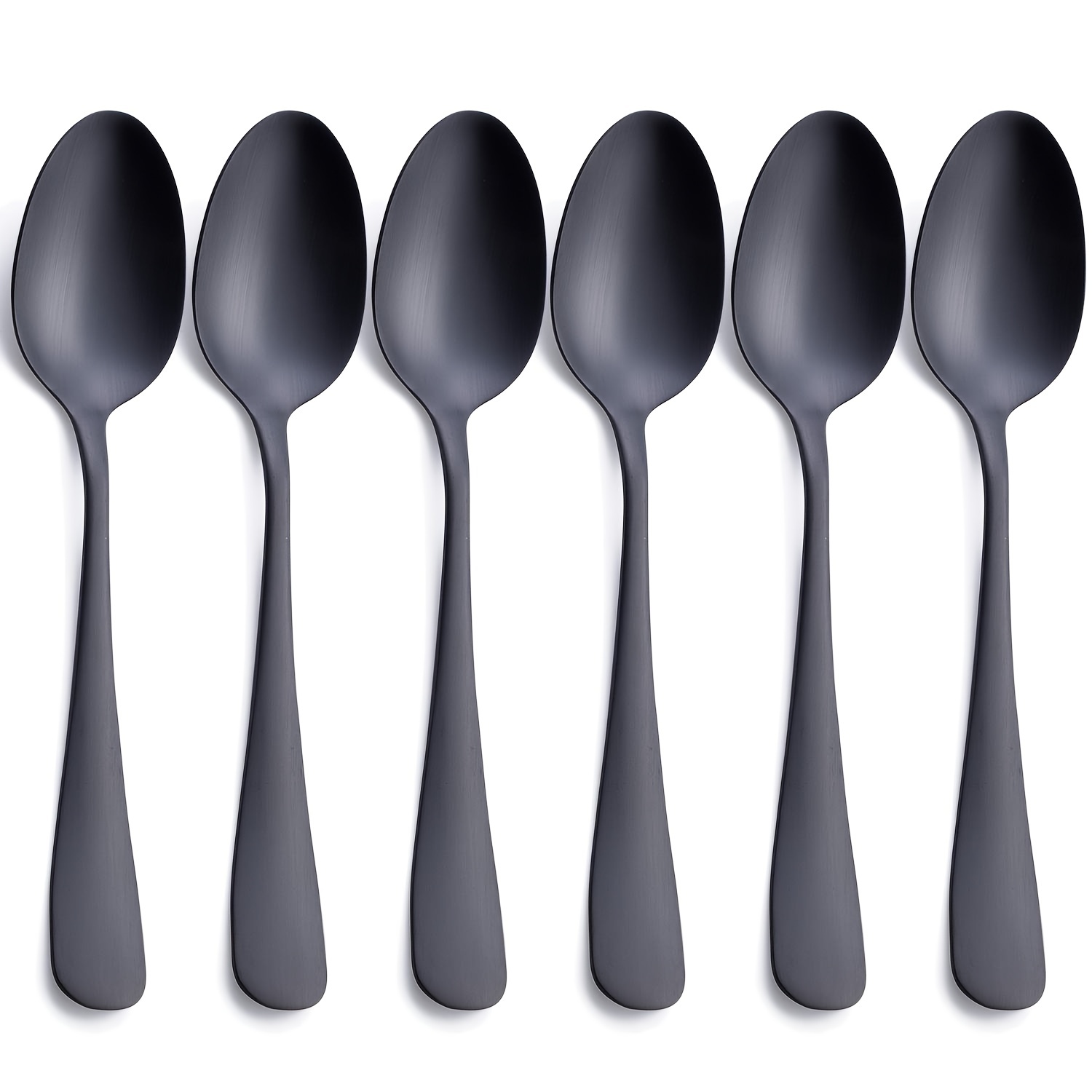 6pcs Matte Black Dinner Spoon Fork Knife Stainless Steel Satin Finish 7 8  Inch Silverware Cutlery Set Serves 6 Dishwasher Safe, Free Shipping For  New Users