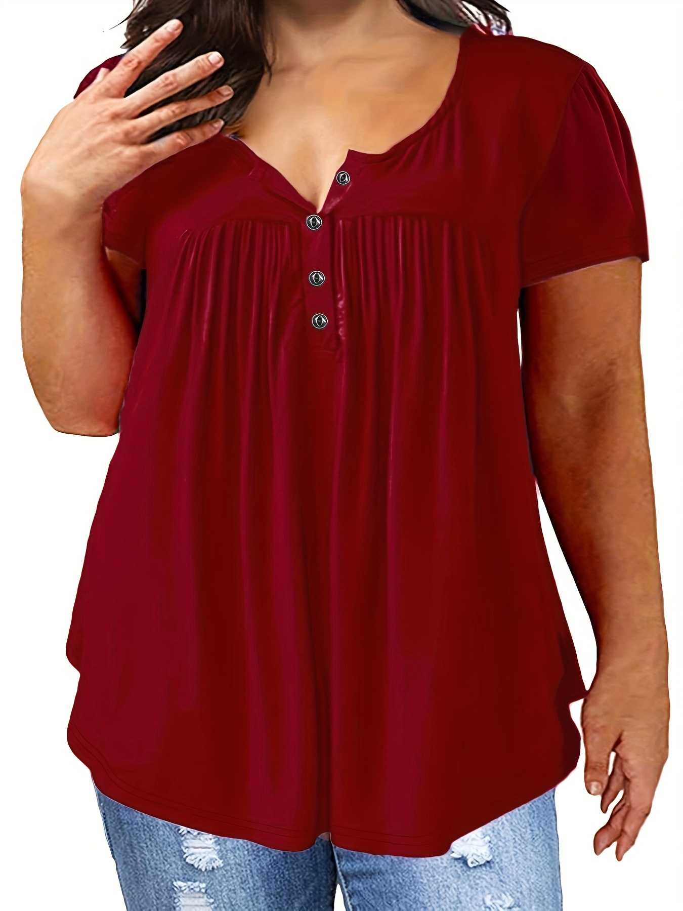 Plus Size Basic T shirt Women's Plus Plain Short Sleeve - Temu Canada