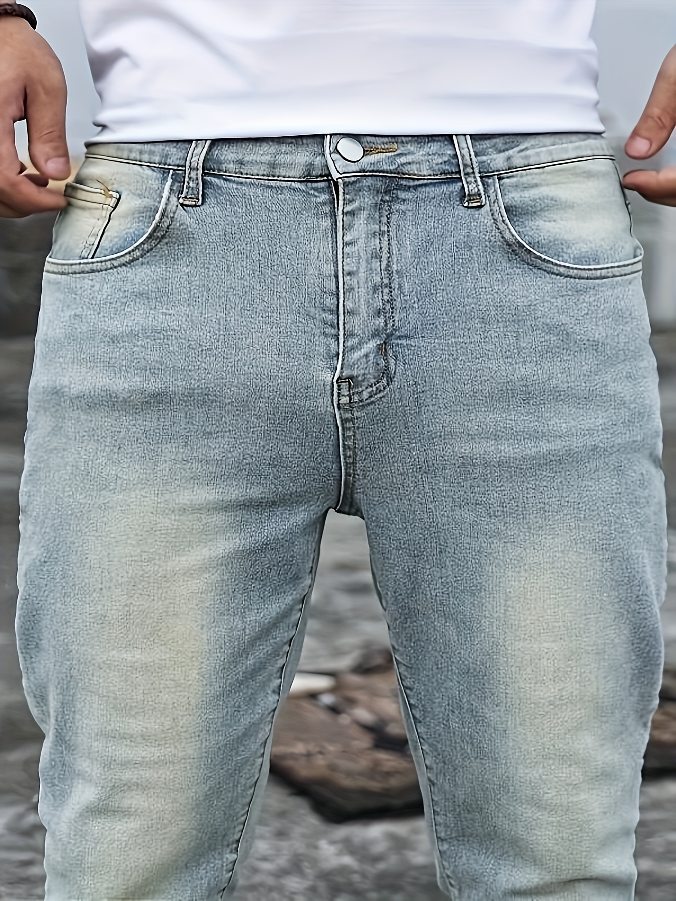 Vintage Style Washed Jeans Men's Casual Street Style - Temu