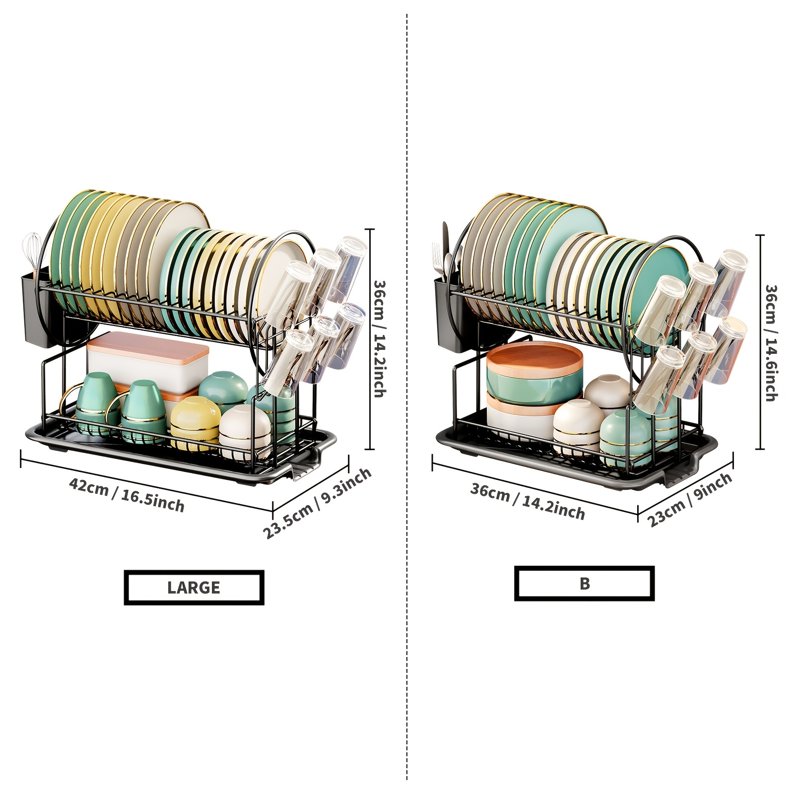 1pc Scolapiatti 2 tier Scolapiatti Nero Tavola Drenaggio - Temu Italy