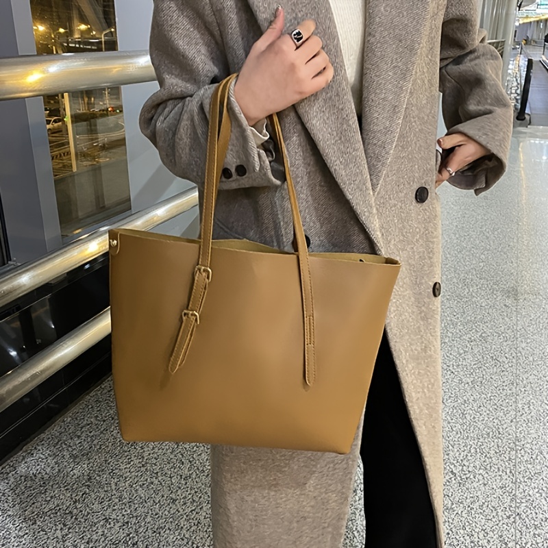 Gold Fashion Vegan Leather Large Tote