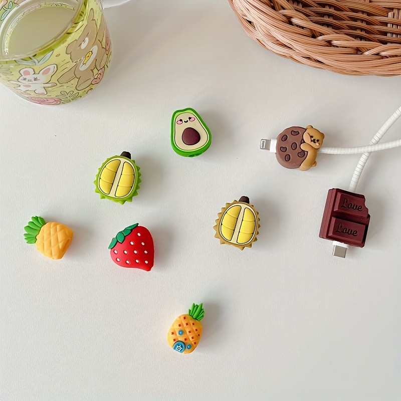 

1pc Cute Cartoon Fruit Shaped Cable Protector For Phone Charging Cable