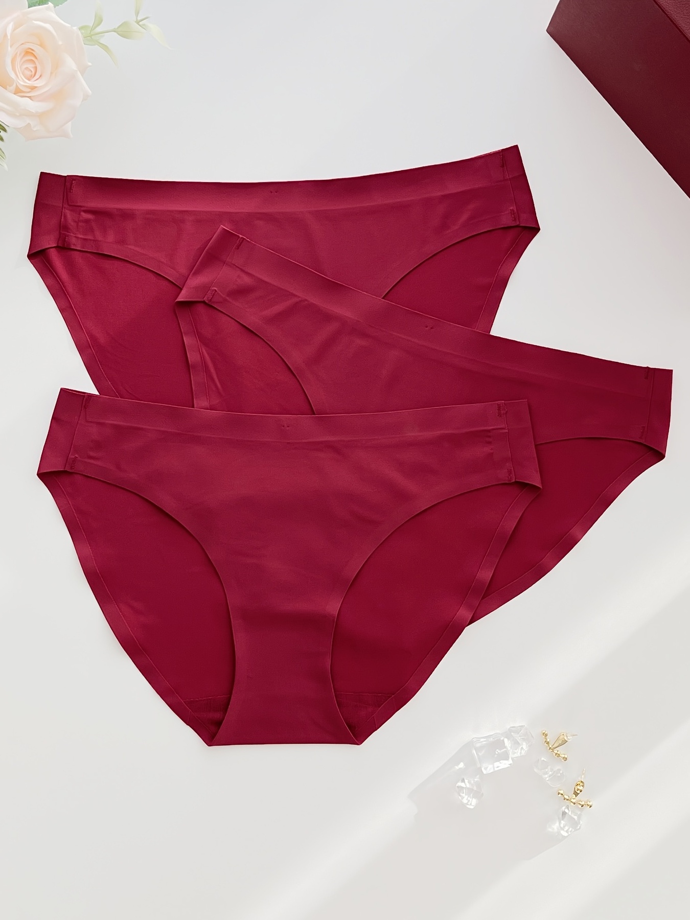 Chinese New Year Women's Solid Color Seamless Bikini Panties - Temu United  Arab Emirates