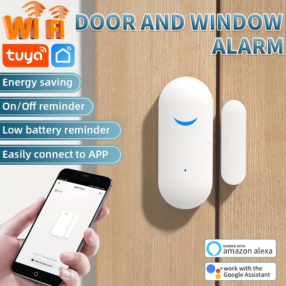 Sensor de puerta WiFi, juego de 1 sensor de puerta inalámbrico, sensor de  puerta de ventana, alarma Smart Tuya, sensor de contacto de ventana  inalámbrico gratuito, para seguridad en el hogar y 
