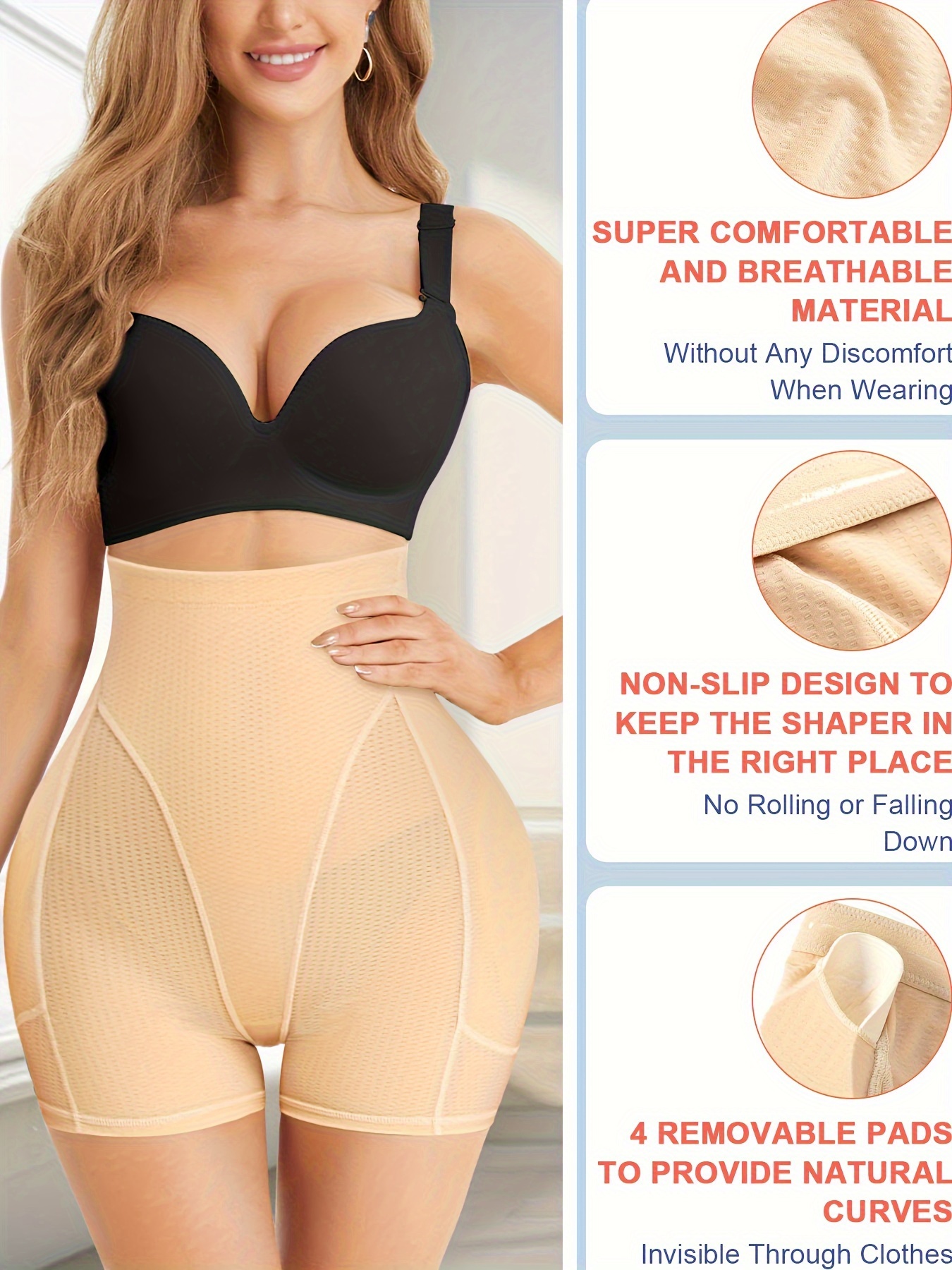 Solid Shaping Shorts High Waist Tummy Control Butt Lifting - Temu Canada