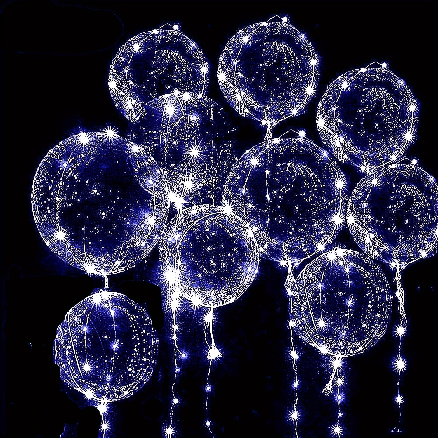 

7pcs Transparent Balloons With 7pcs Led 3-meter String Lights For Birthday, Graduation Party, Wedding, Valentine's Day, Halloween, Christmas House Decoration Easter Gift