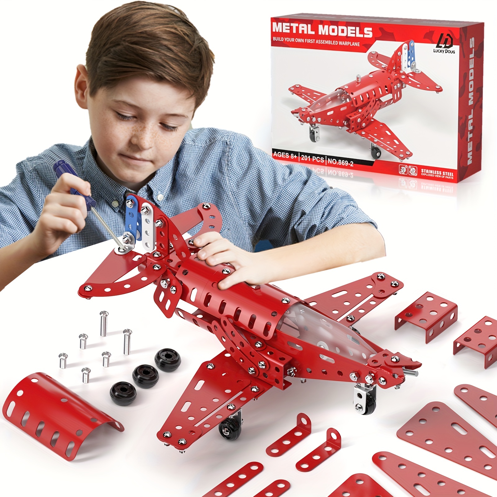 COSKEHAN Stem Assembled Model Plane Kit Building Toy, 201 Pieces Stem Projects Airplane Building Kits for Kids Age 8-12, Stem Educational Model Kit