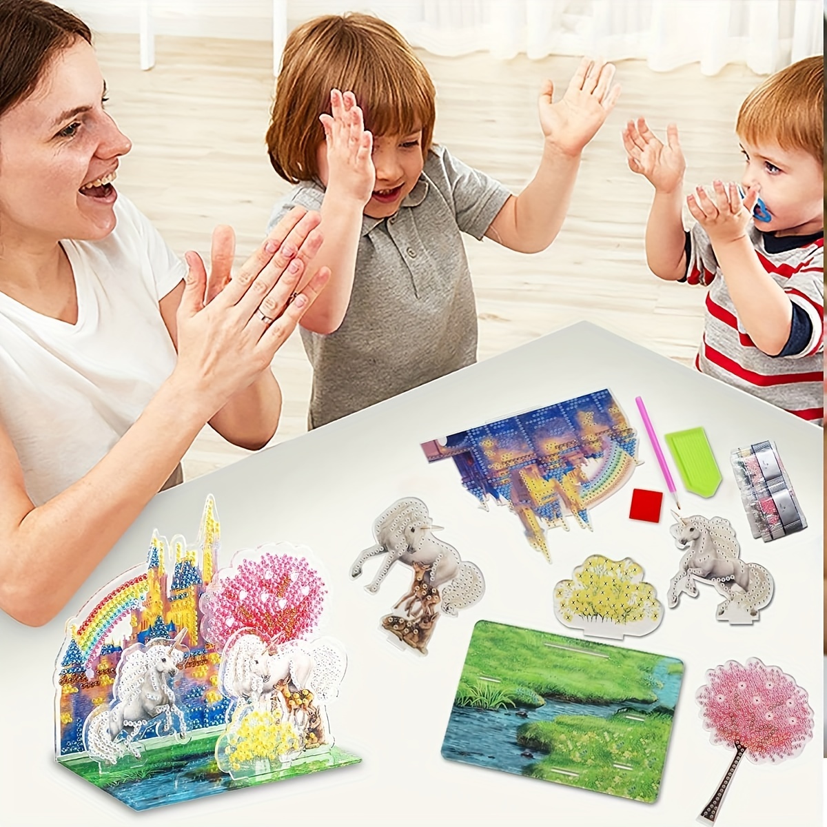 3D Pop Up Puzzle Artificial Diamond Painting Kit Adult Unicorn 3D  Artificial Diamond Art DIY Puzzle Kit For Home/Desk Decoration Gifts