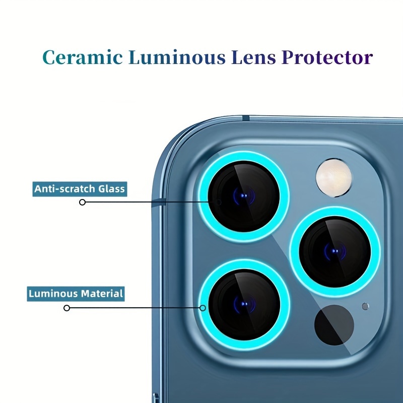 Luminous Camera Ceramics Ring Protector Film Iphone 15 14 - Temu