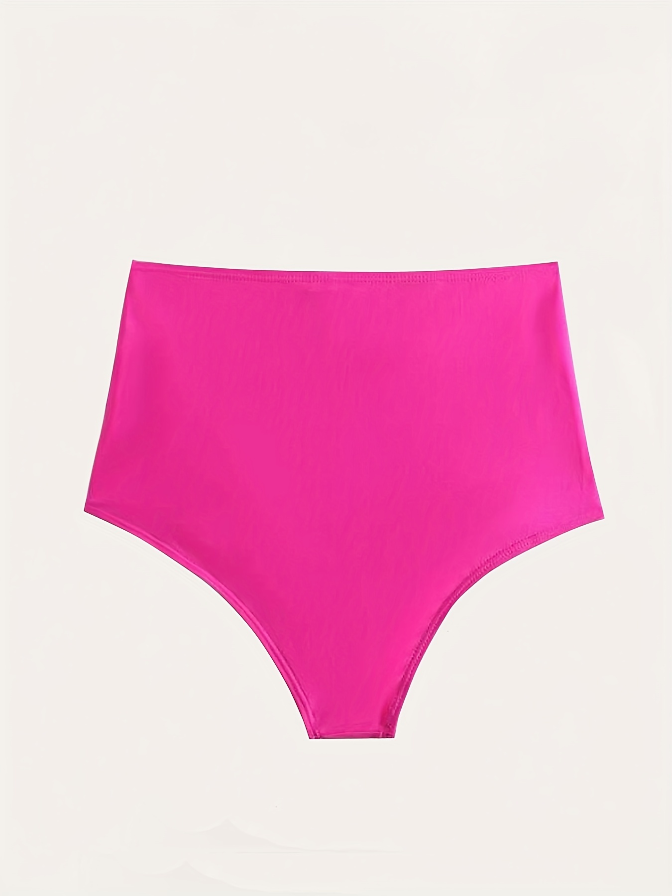 Solid Color High Waist Bikini Bottom High Cut Tummy Control - Temu
