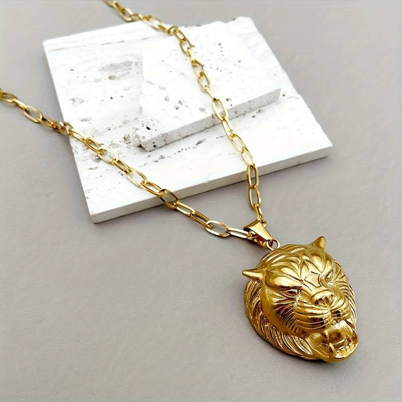 Men's Stainless Steel Cuban Link Chain With Lion Pendant – 3/4/5/6mm, 18-36 Inch