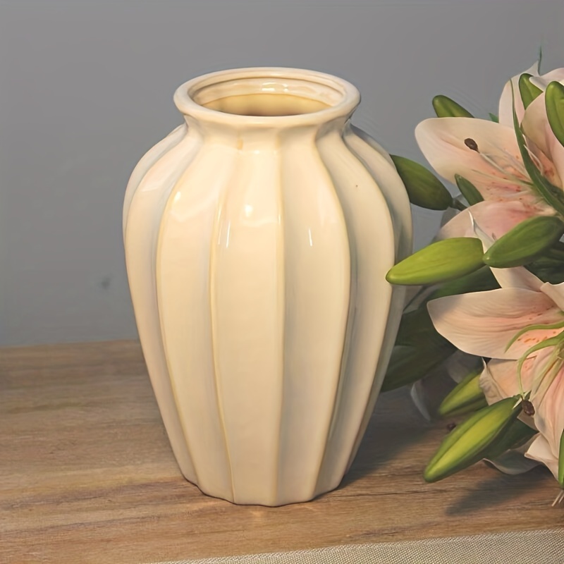 Jarrón decorativo blanco, decoración rústica para el hogar, decoración  moderna de granja, jarrón de cerámica para decoración de chimenea, florero