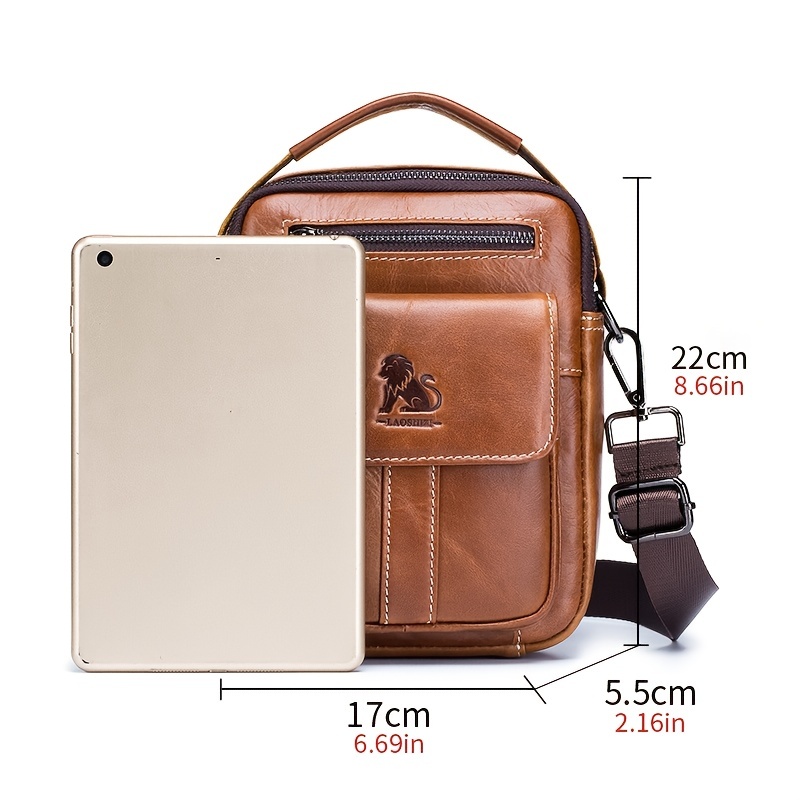Men's Cowhide Shoulder Messenger Bag Casual Retro Vertical Small Bag