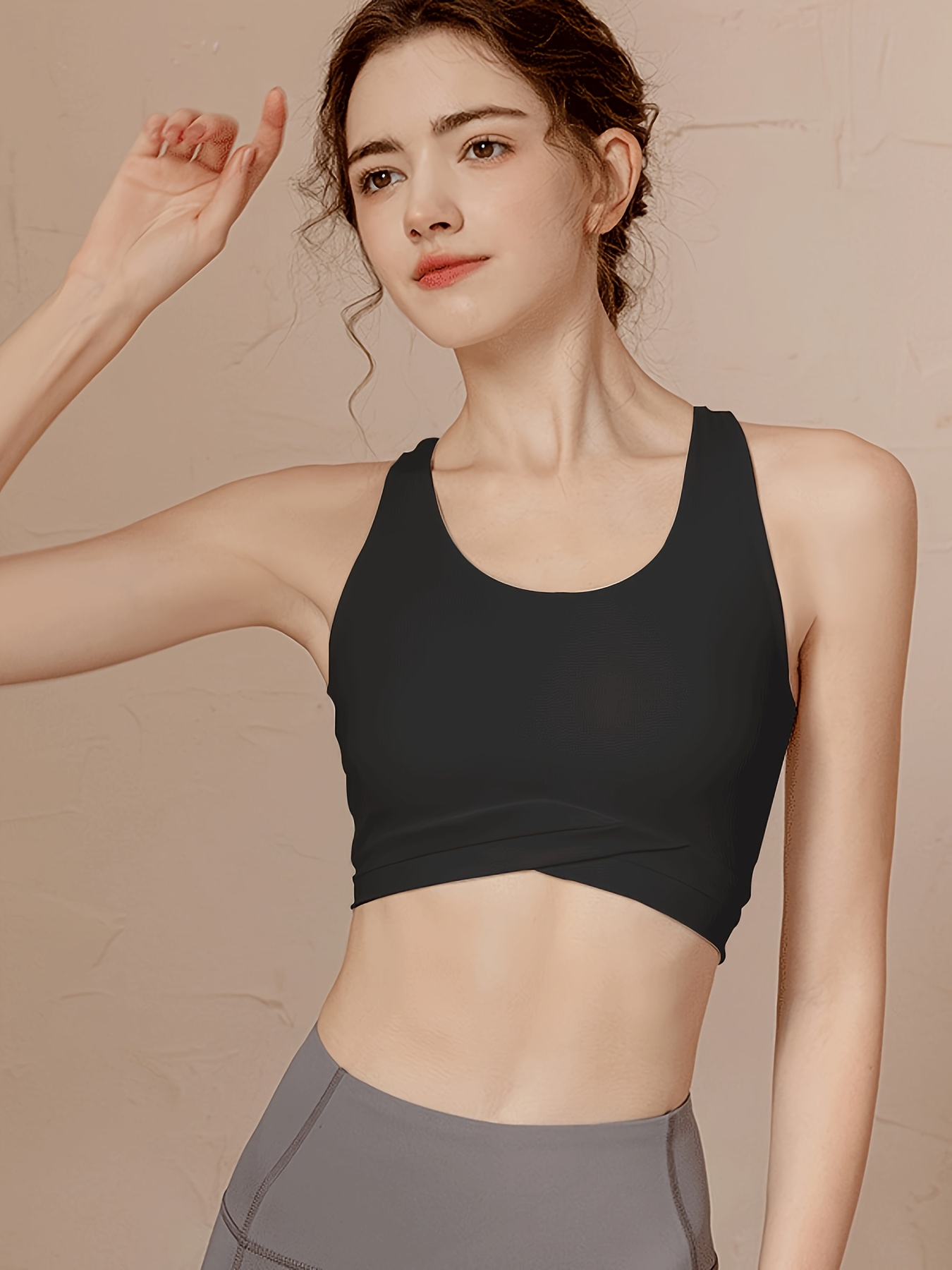 Women's Sports Bra, Seamless Comfortable Crop Tank Top, Padded Workout  Running Back Support Yoga Underwear