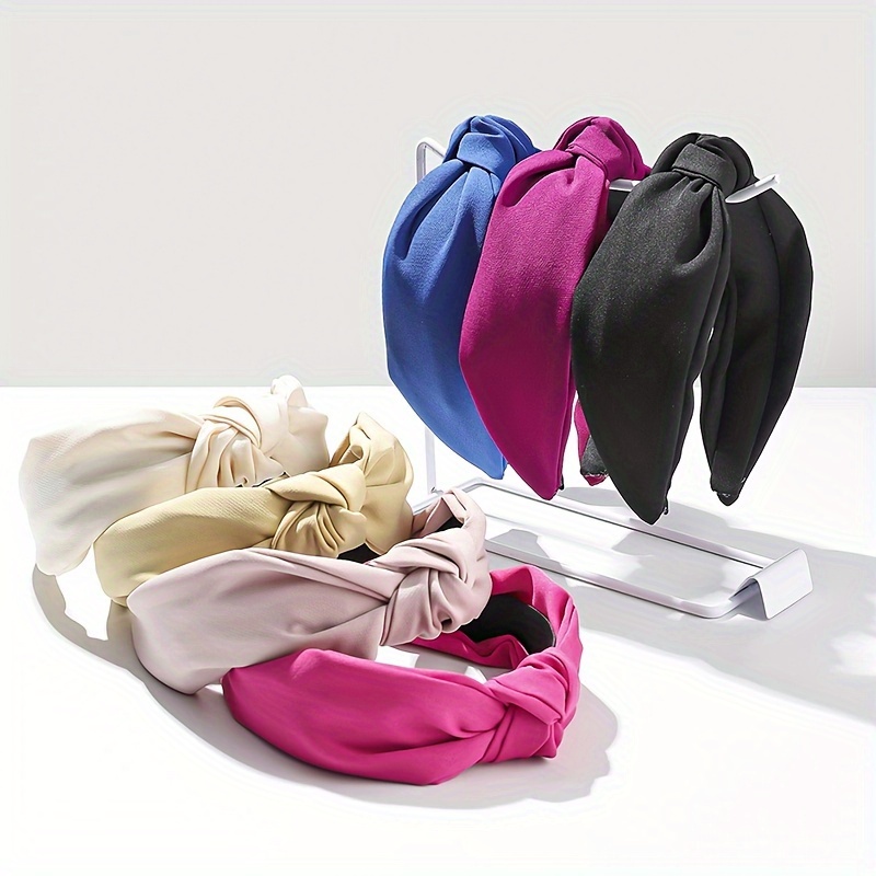

Fabric Solid Color Knotted Head Band Non Slip Wide Brimmed Head Wear Elegant Hair Accessories For Women And Daily Uses