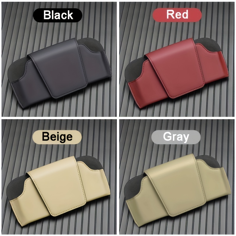 Car Sun Visor Glasses Clip Leather Storage Box