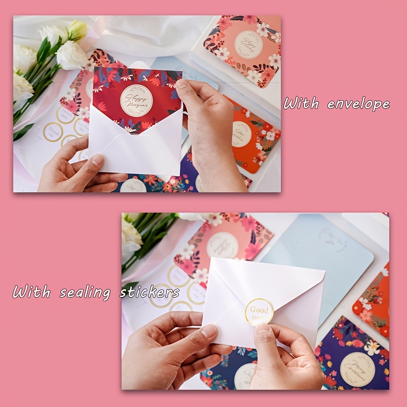 Floral Greeting Cards And Envelope Set (6 Cards+6 - Temu