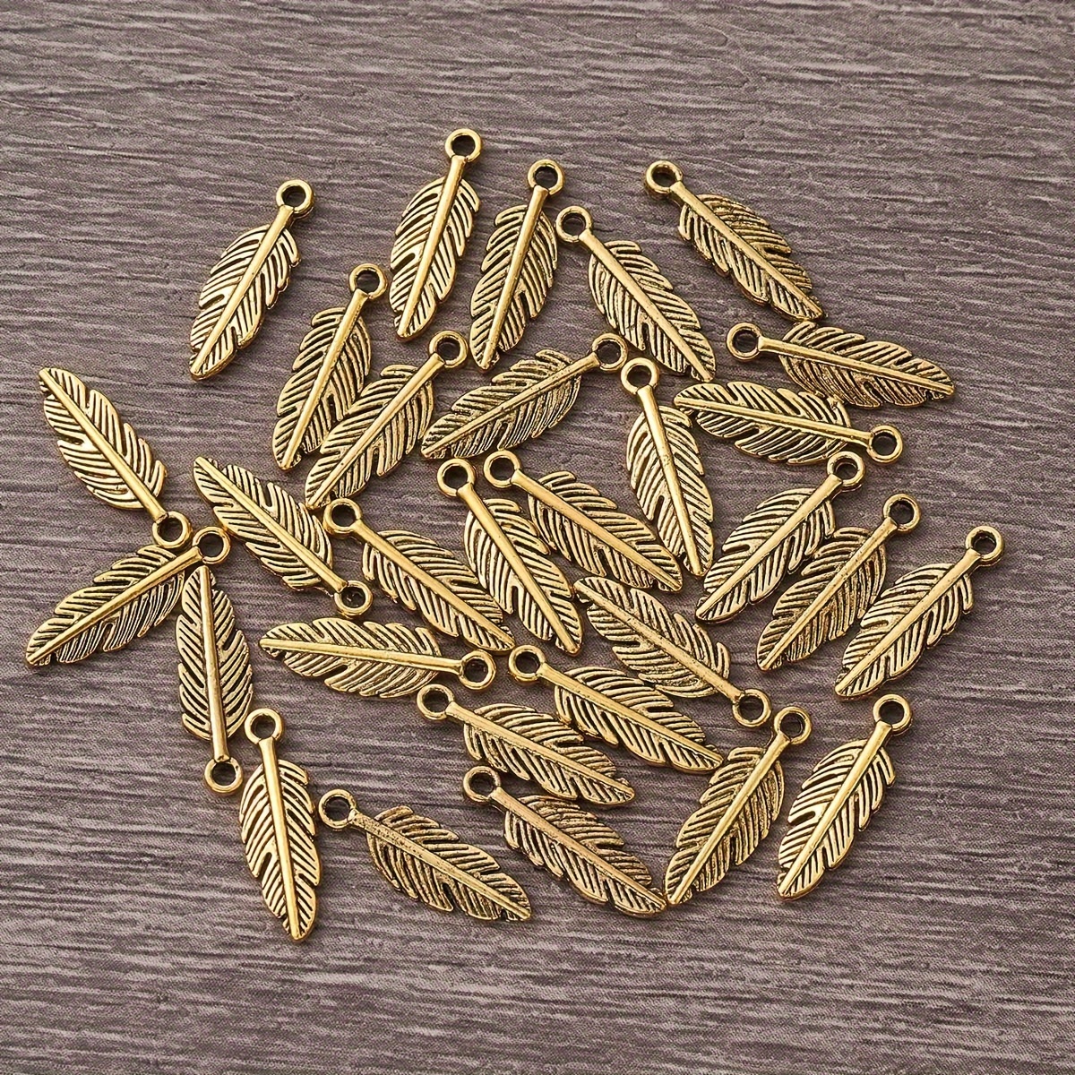 30 Alloy Vintage Feather Pendants, Accessories, Suitable For Making For Bracelets, Earrings, And Necklaces