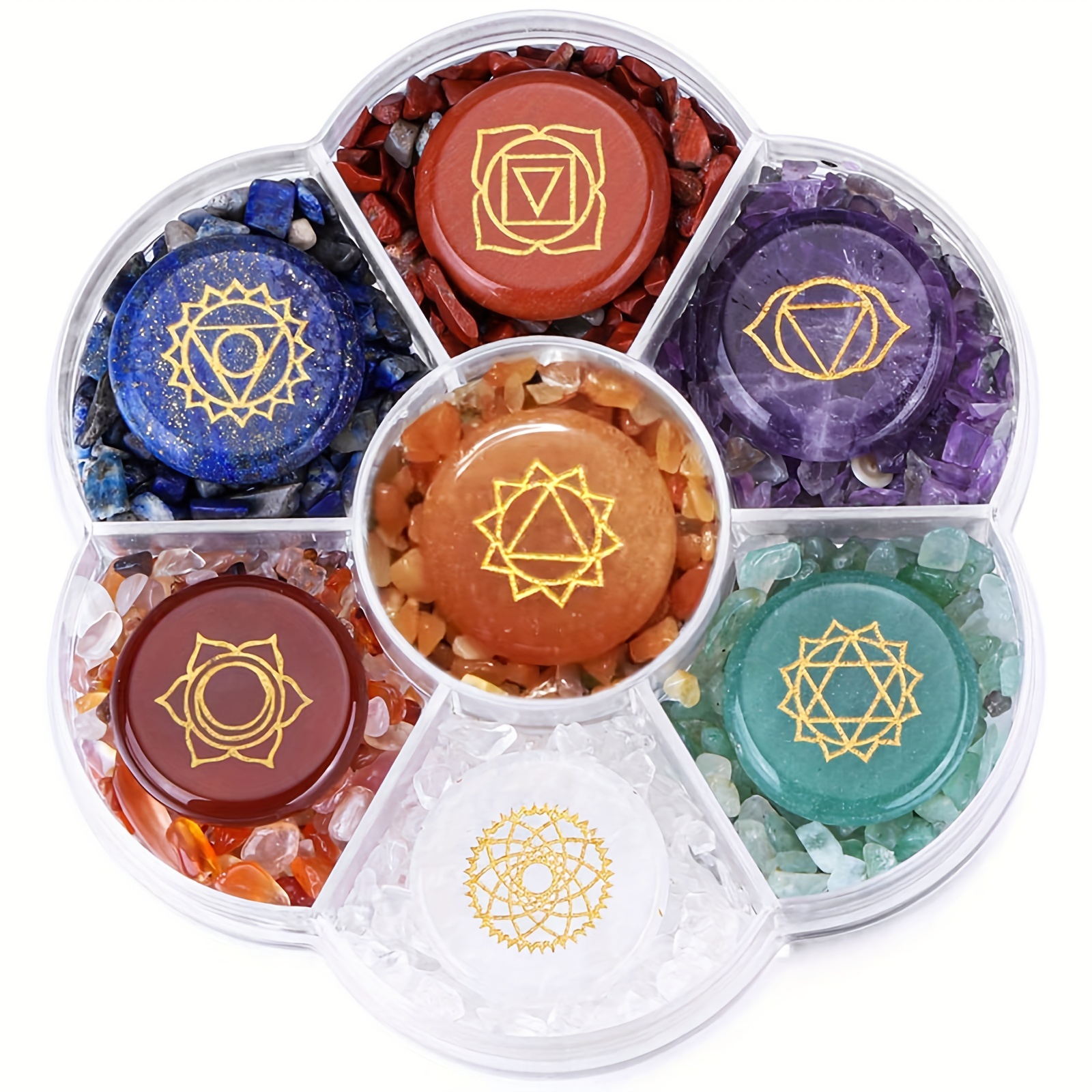 Chakra Stones Healing Crystals Set of 8, Tumbled and Polished, for 7  Chakras Balancing, Crystal Therapy, Meditation, Reiki, or as Thumb Stones,  Palm