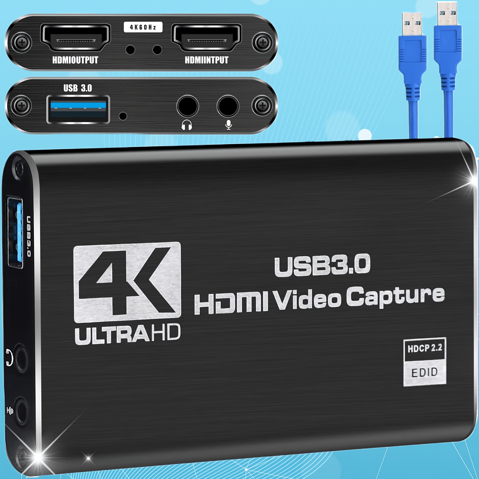 Tarjeta Capturadora de Video y Audio, USB 3.0, 4K, 60FPS, Color