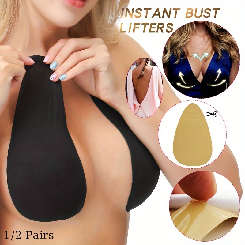 1 Pair Women's Silicone Breast Stickers For Women's Wedding Dresses With  Small Breasts To Gather Up Breast Support Stickers Front Buckle Dolphin  Pull Sexy Big Breast Invisible Bra