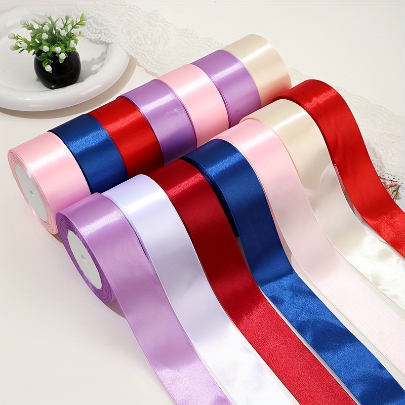 5 Rolls Ribbon) Diy Rose Flower Material Satin Ribbon For Decorating Cakes,  Gifts, Packages, Parties, Wedding With Bowknot Ribbon