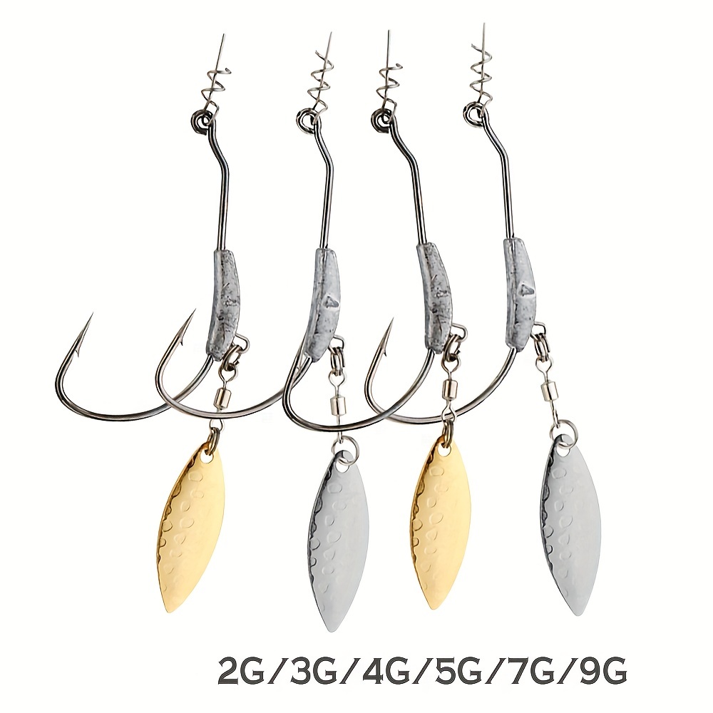 Weighted Offset Fishing Hooks Spoon Sequins Perfect Texas - Temu Canada