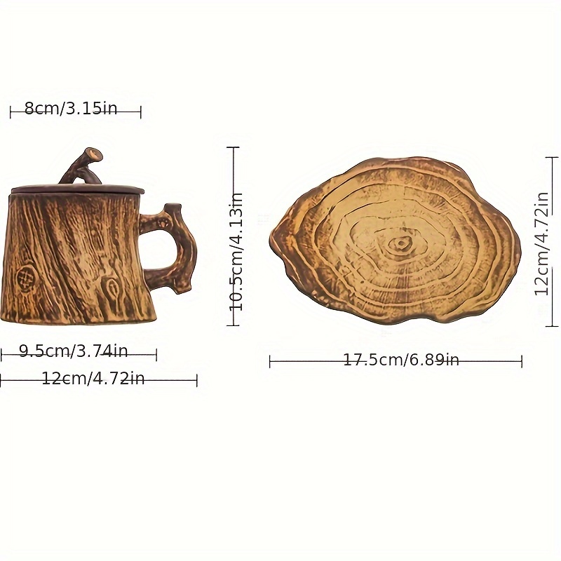 Simulated Tree Bark Coffee Mug And Saucer Ceramic Coffee Cup - Temu