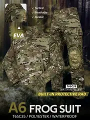 2-piece Men s Camouflage Pattern Tactical Suit, Men s Long Sleeve Stand Collar Sports Training Gear Shirt With Zipper & Flap Pocket Pants Set details 0
