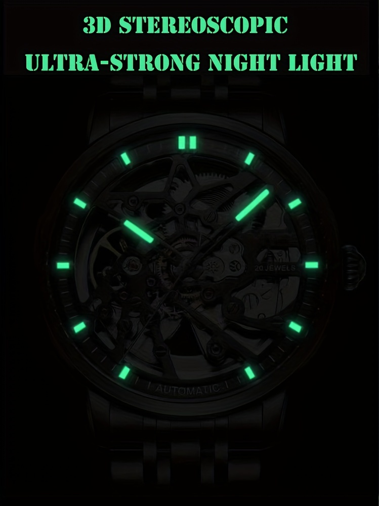 1pc Reloj Mecánico Automático Completo Hombres, Reloj Pulsera Impermeable  Luminoso Hueco Hombres - Joyería Accesorios - Temu Mexico