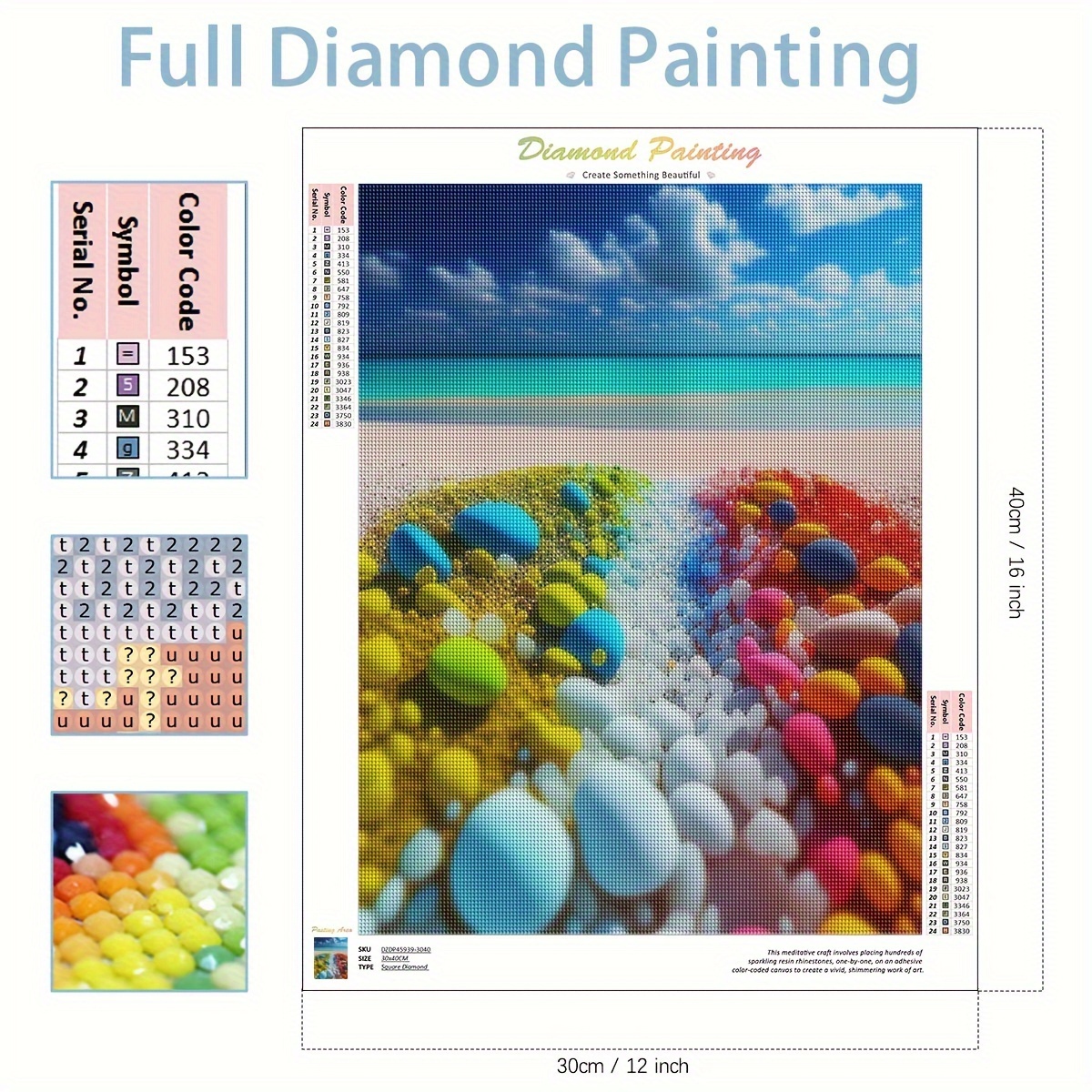 1 Kit Di Pittura Diamante Fai Da Te, Paesaggio Marino 5D Per Regalo  Creativo Di Arte Con Diamanti Rotondi 30x40 Cm/12x16 Pollici Senza Cornice
