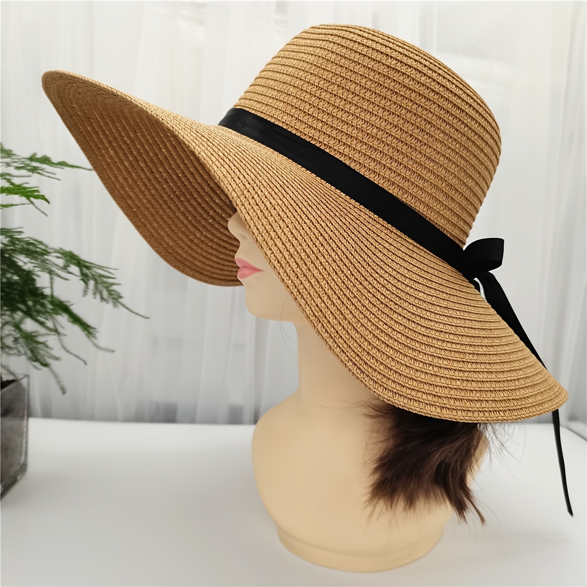 Women's Stylish Breathable Sun Hat Solid Color Large Brim - Temu Canada