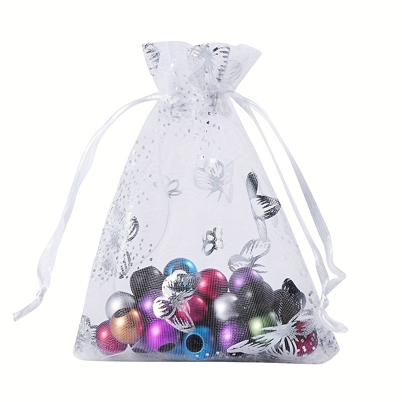 

100pcs, Small Organza Bags, Jewelry Gift Bags With Drawstring Sachet Bags, Favors Bags For Party Sample Candy Mesh Bags, Wedding Supplies, Party Supplies