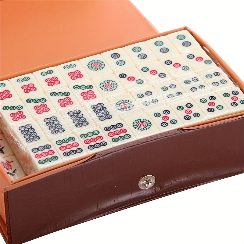 Chinese Mahjong Set,144 Tiles Travel Mahjong Set Mahjong Board Game Mini  Mahjong With Box