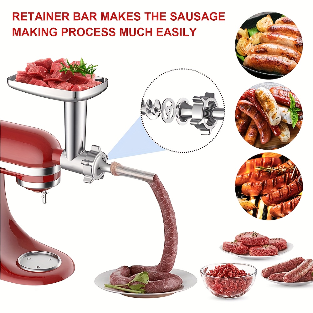 Metal Food Grinder Attachments For Kitchenaid Stand Mixers,meat Grinder, Sausage  Stuffer, Burger Press Non-stick Hamburger Mold With Wax Patty Paper Sheets  - Temu